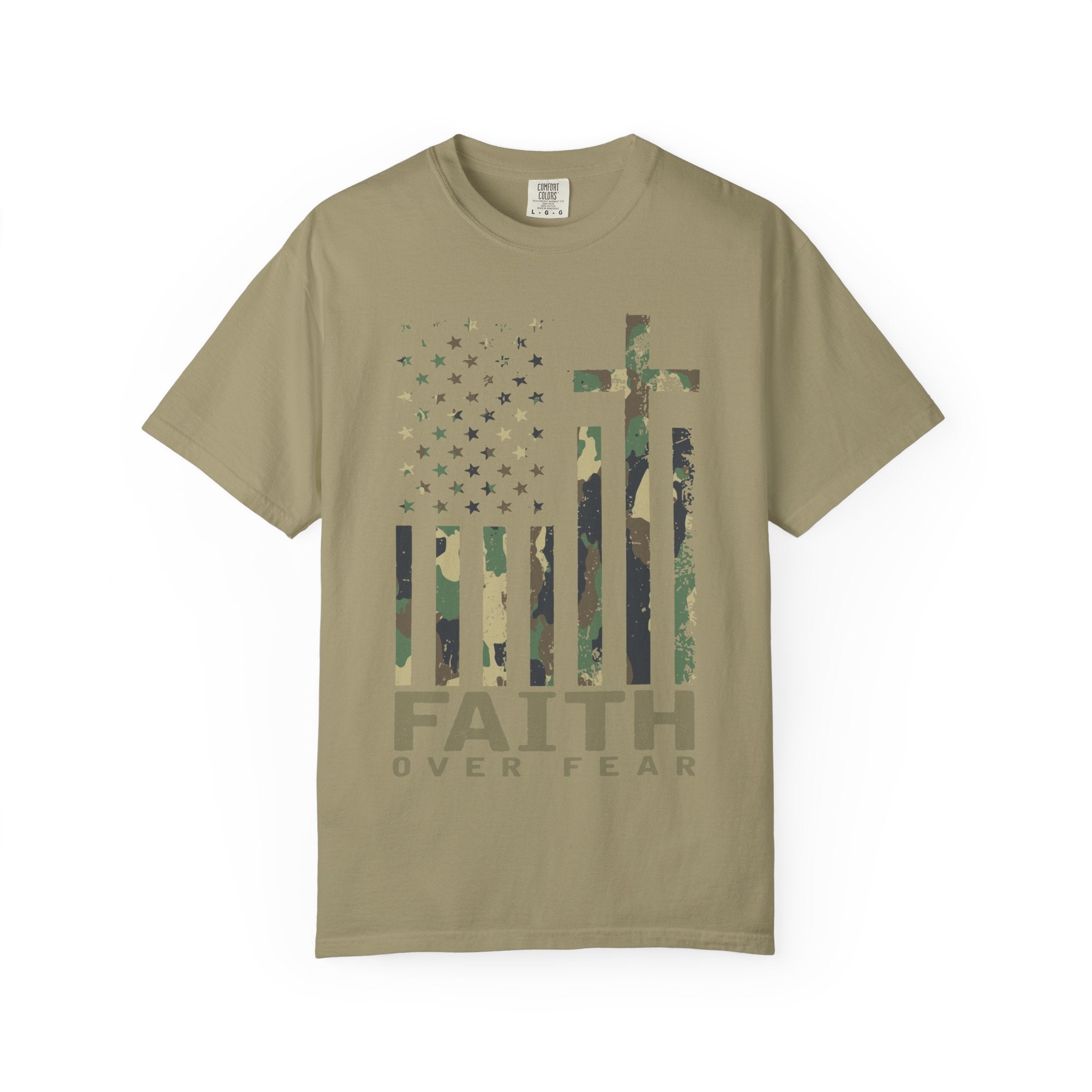 American Flag Cross Camouflage Christian Tee