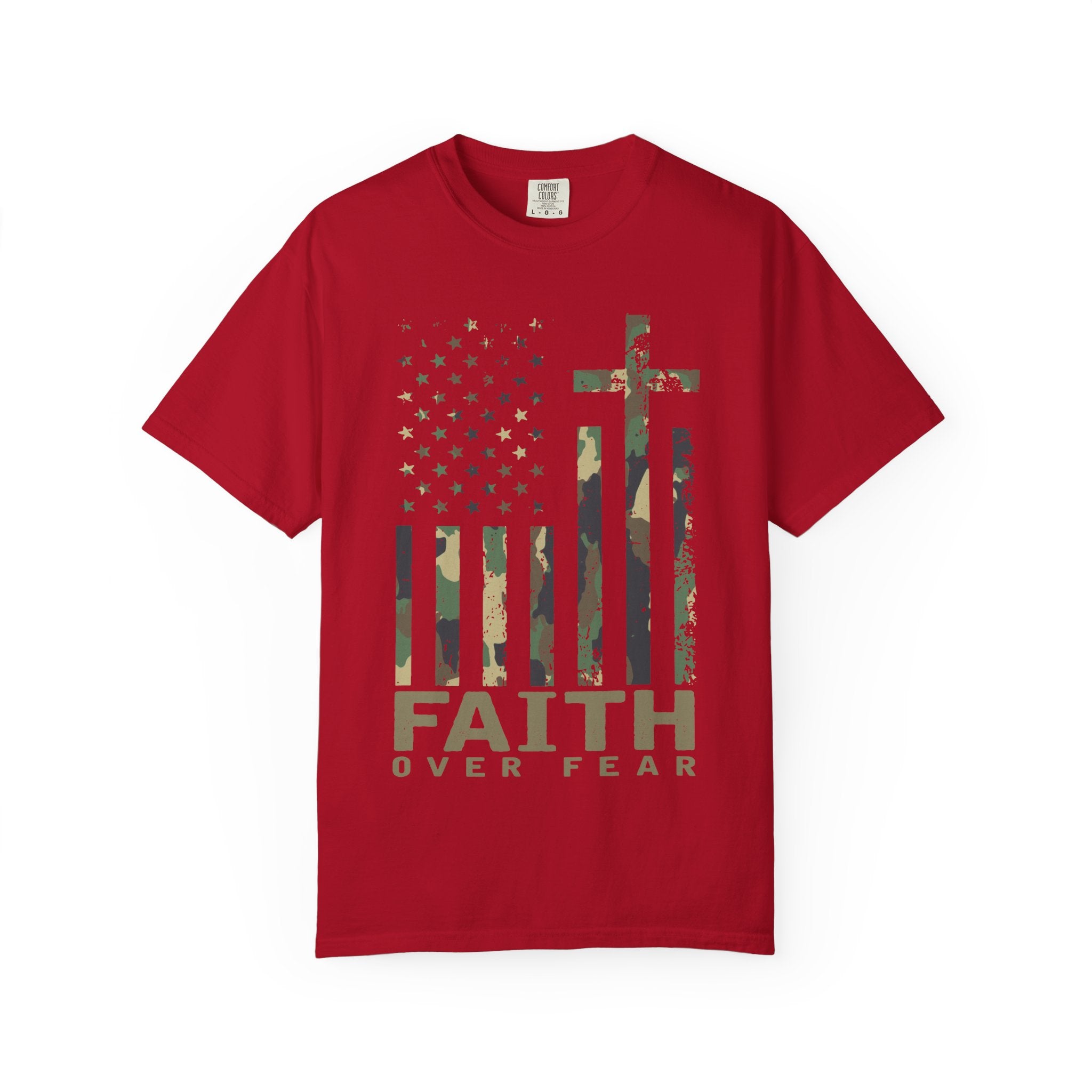 American Flag Cross Camouflage Christian Tee