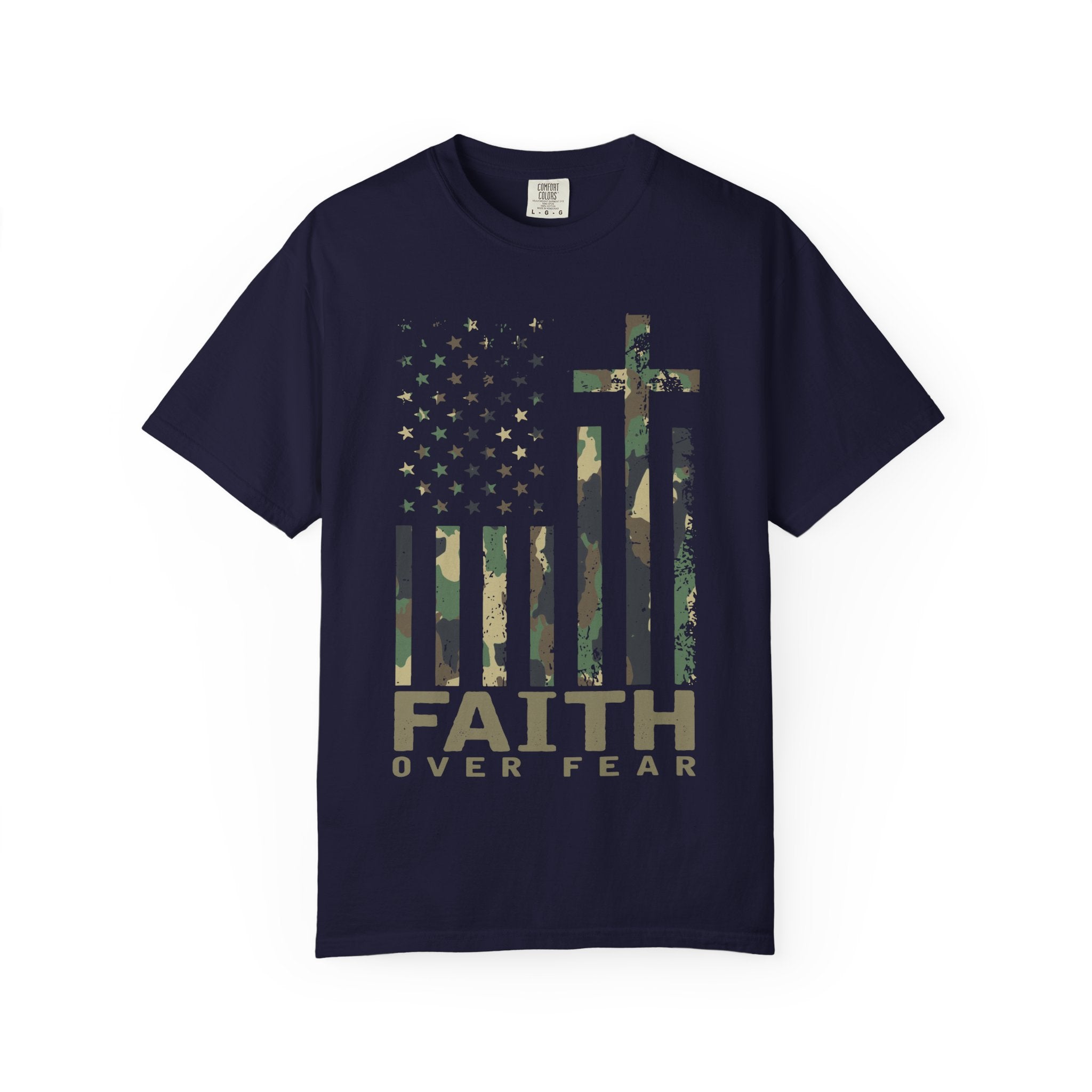 American Flag Cross Camouflage Christian Tee