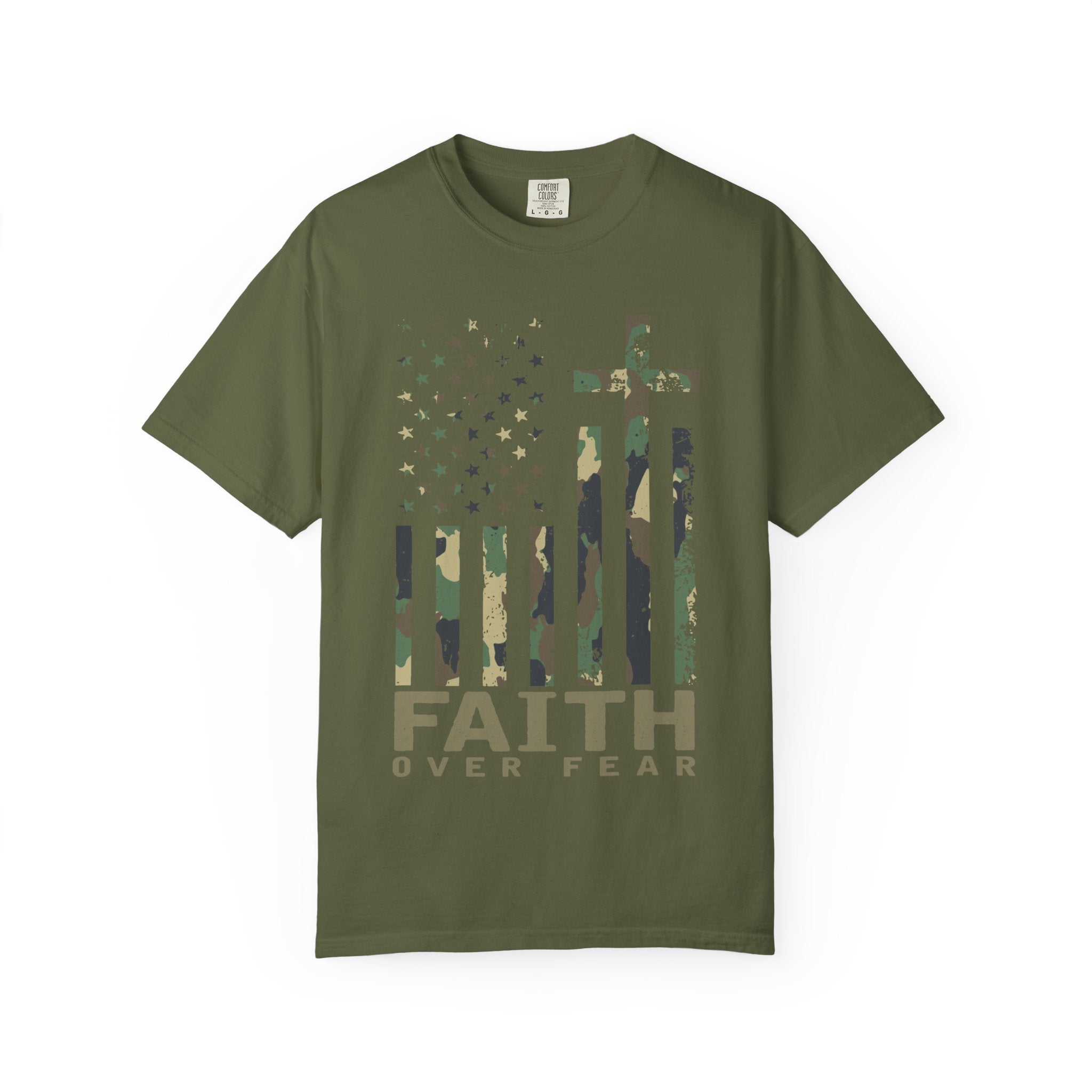 American Flag Cross Camouflage Christian Tee