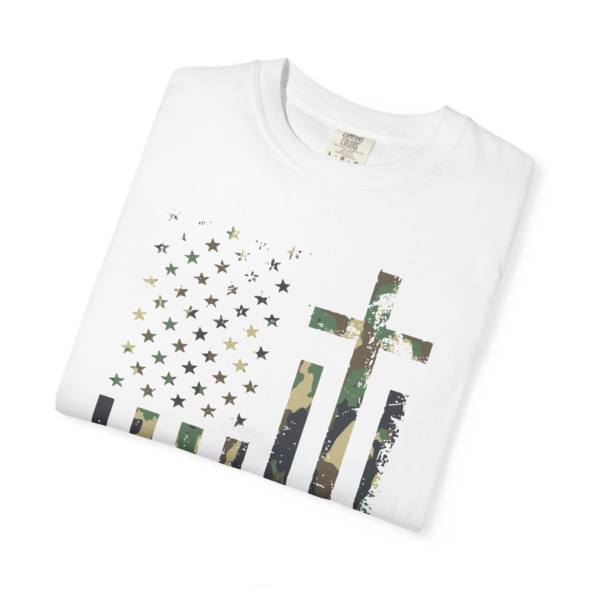 American Flag Cross Camouflage Christian Tee