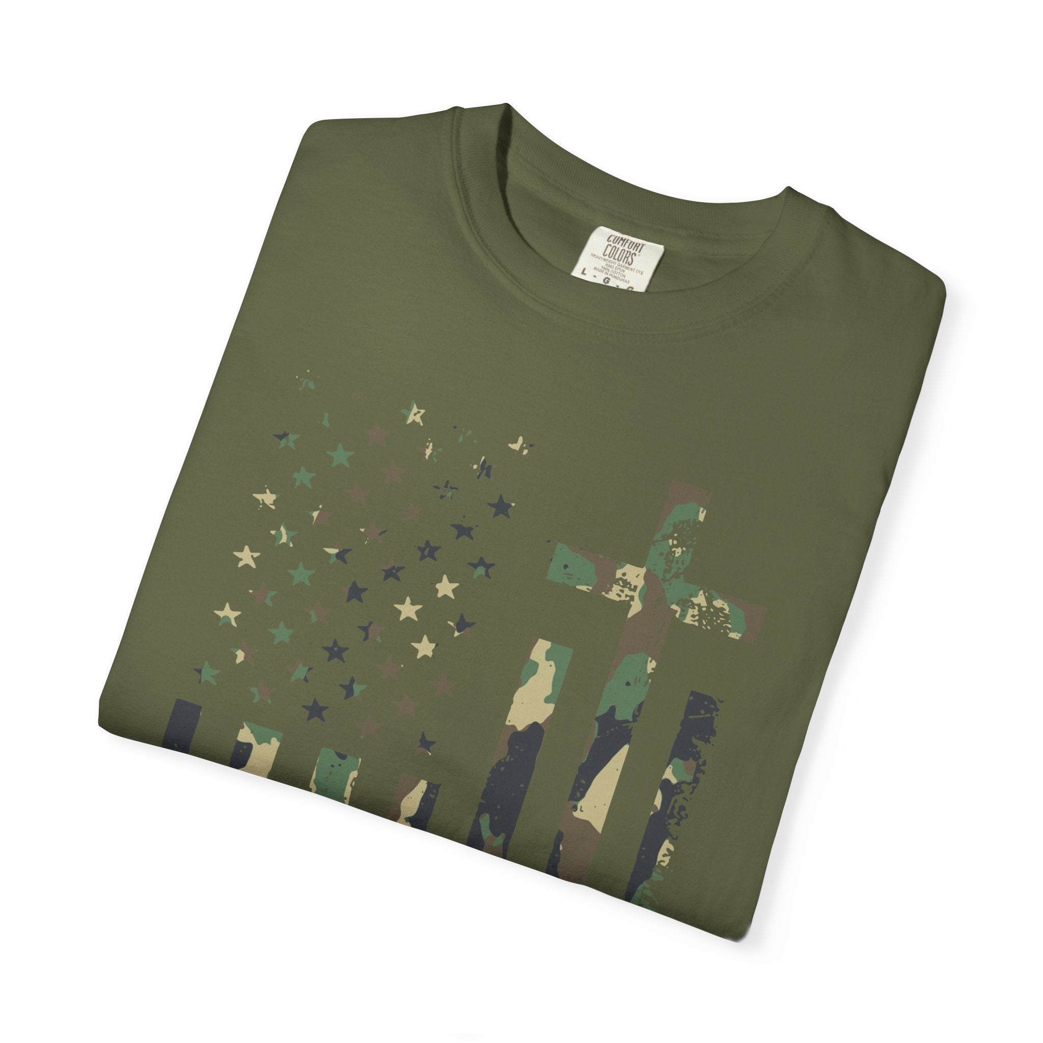 American Flag Cross Camouflage Christian Tee