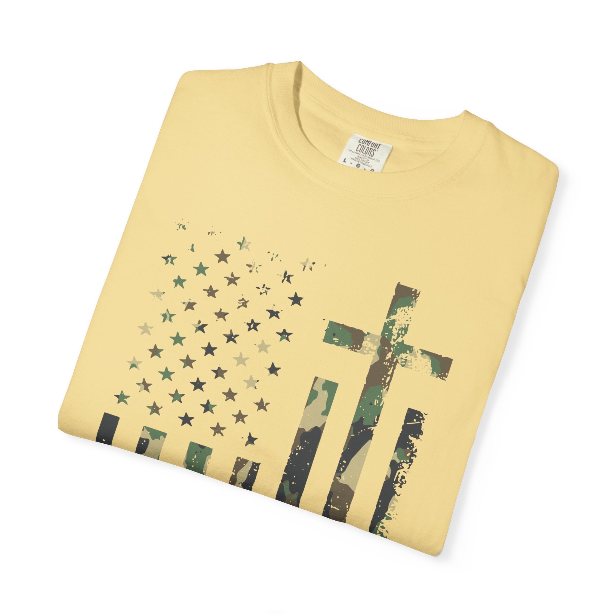 American Flag Cross Camouflage Christian Tee
