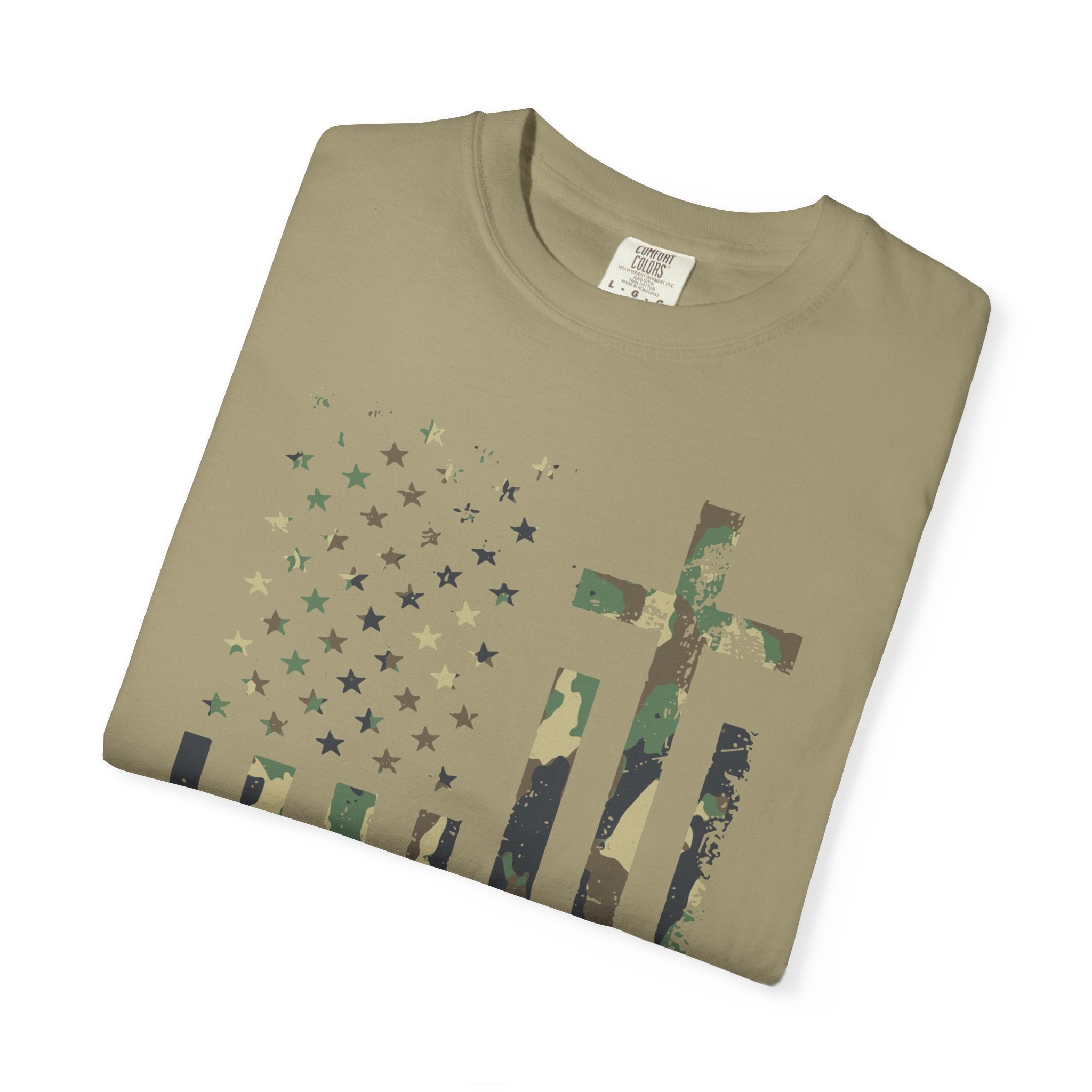 American Flag Cross Camouflage Christian Tee