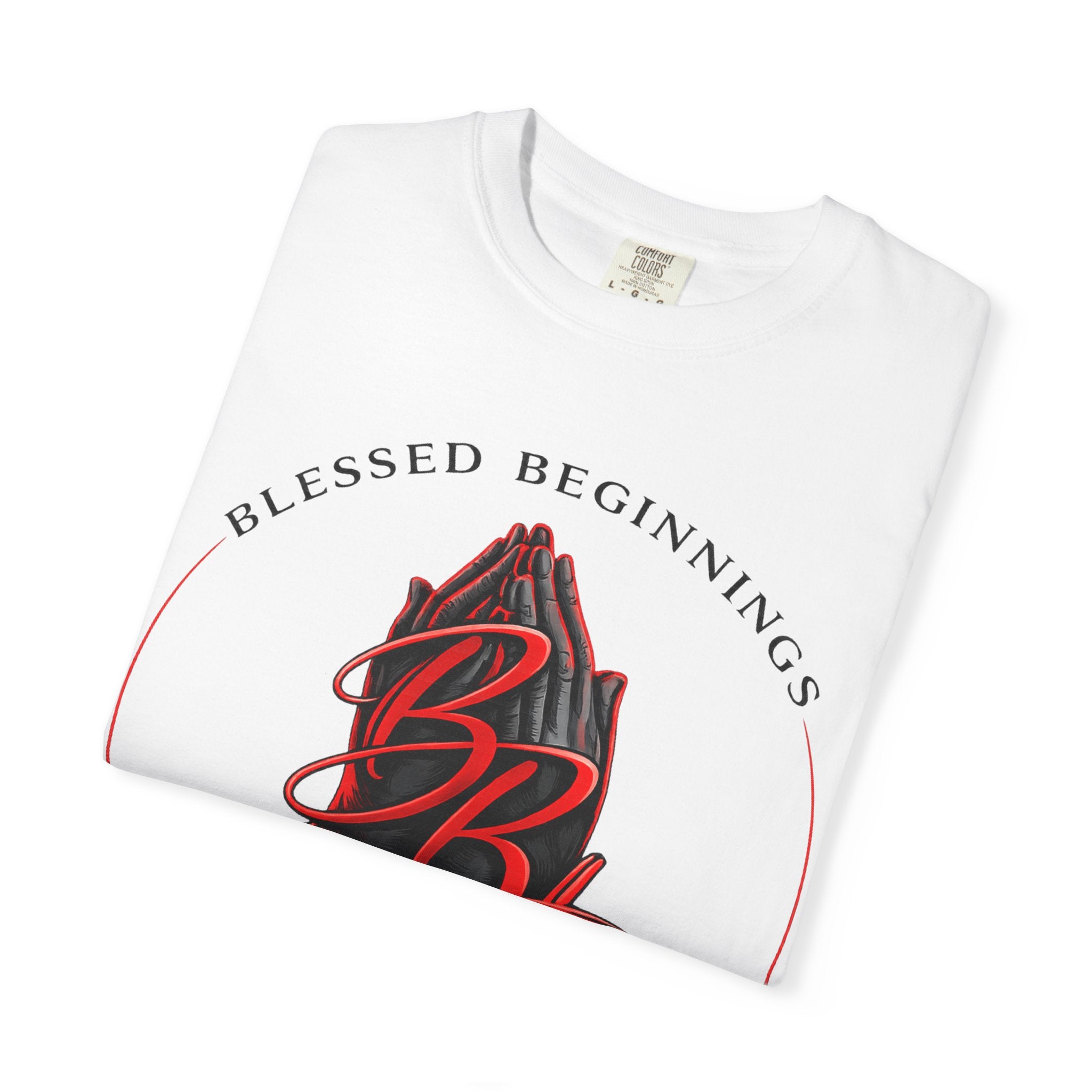 Blessed Beginnings Tee — Praying Hands Logo T-Shirt
