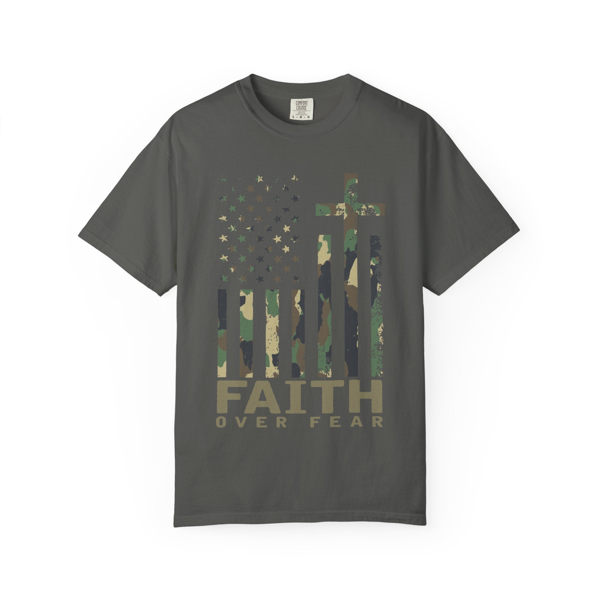 American Flag Cross Camouflage Christian Tee