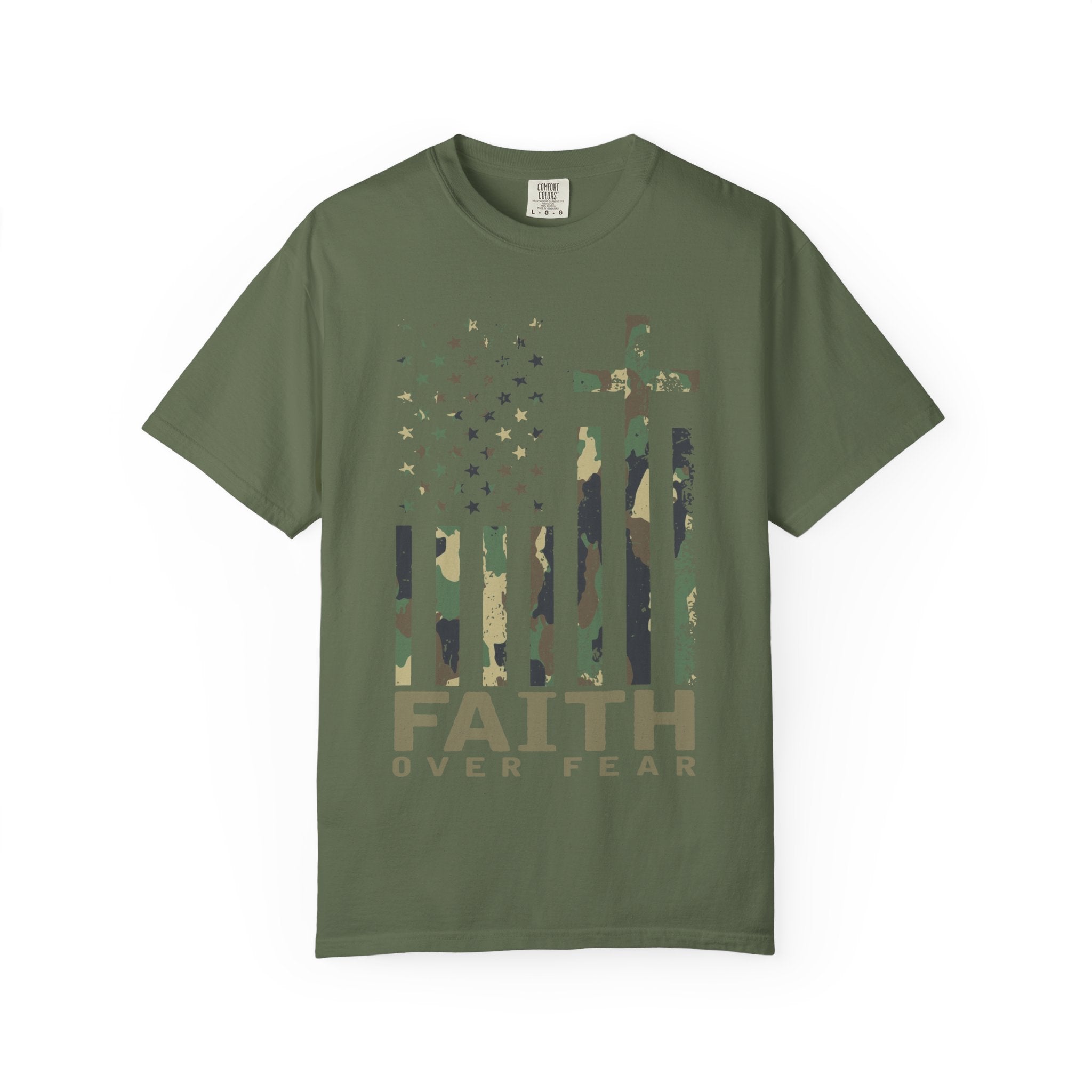 American Flag Cross Camouflage Christian Tee