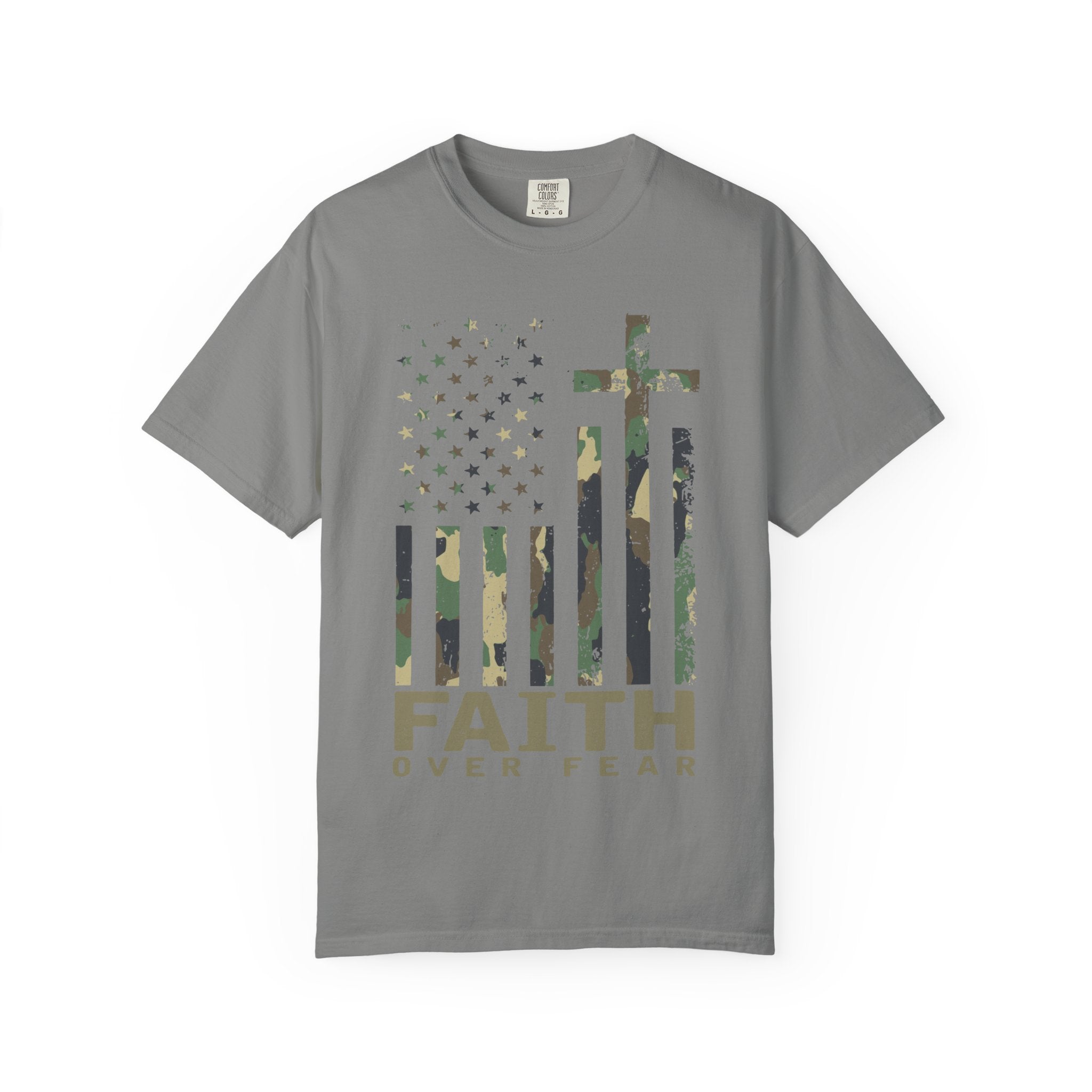American Flag Cross Camouflage Christian Tee