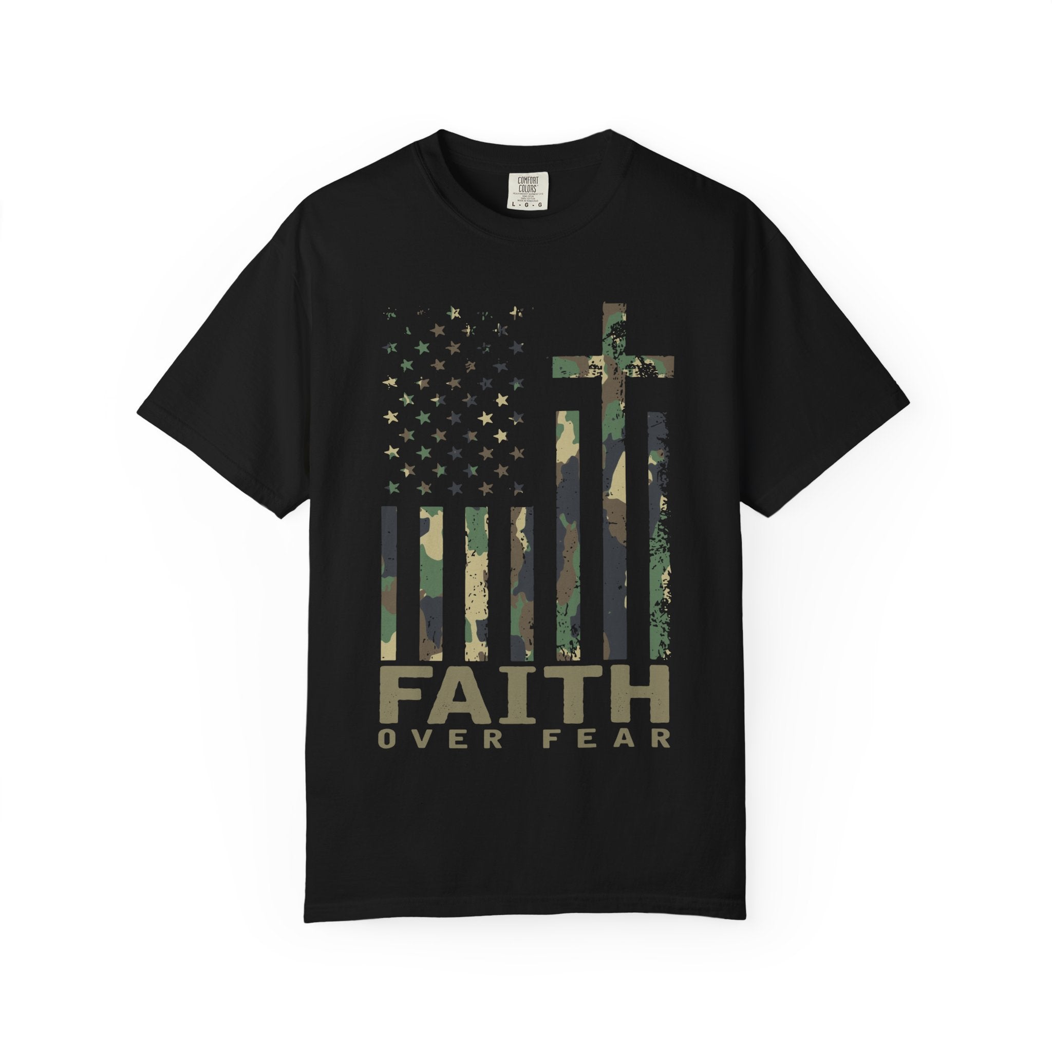 American Flag Cross Camouflage Christian Tee