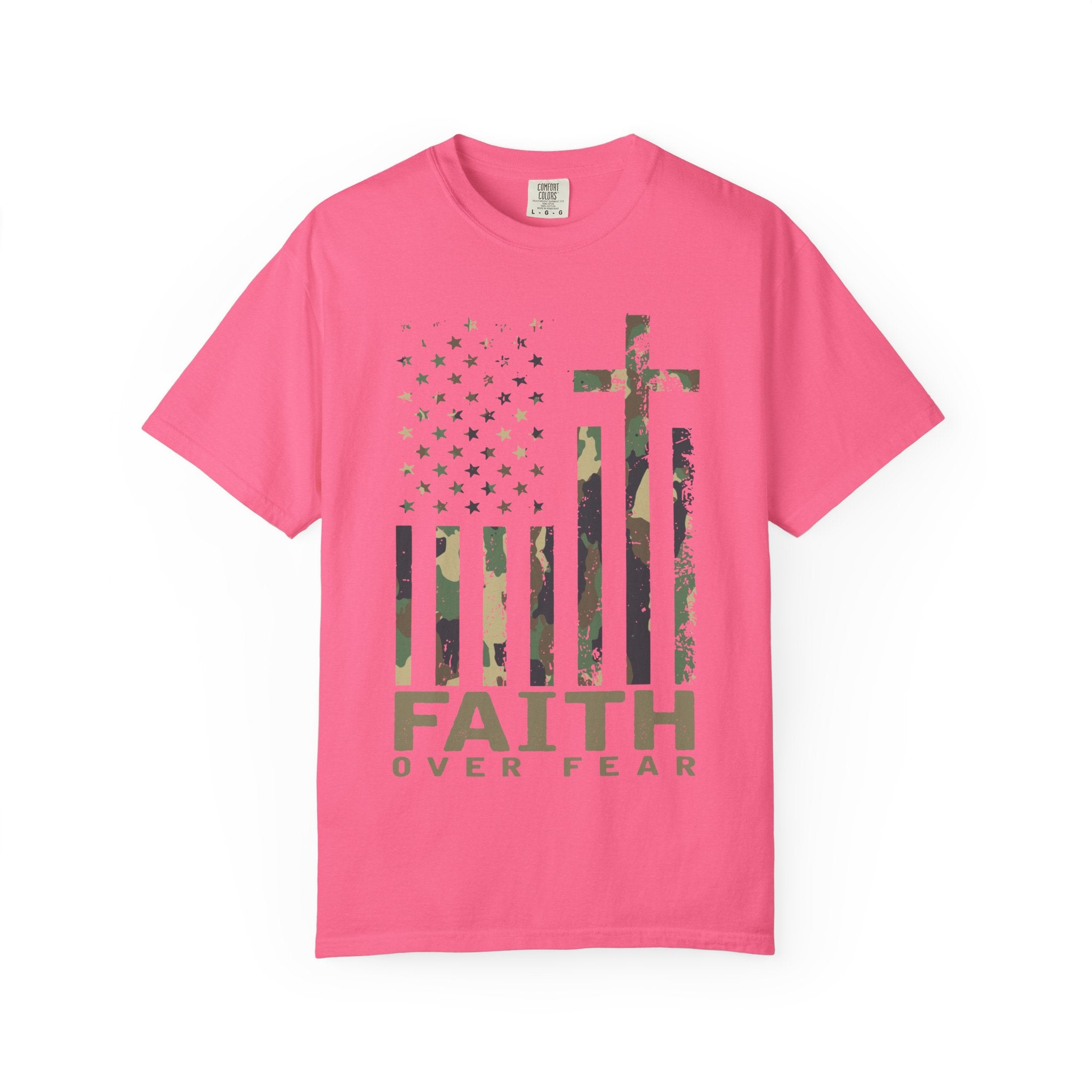 American Flag Cross Camouflage Christian Tee