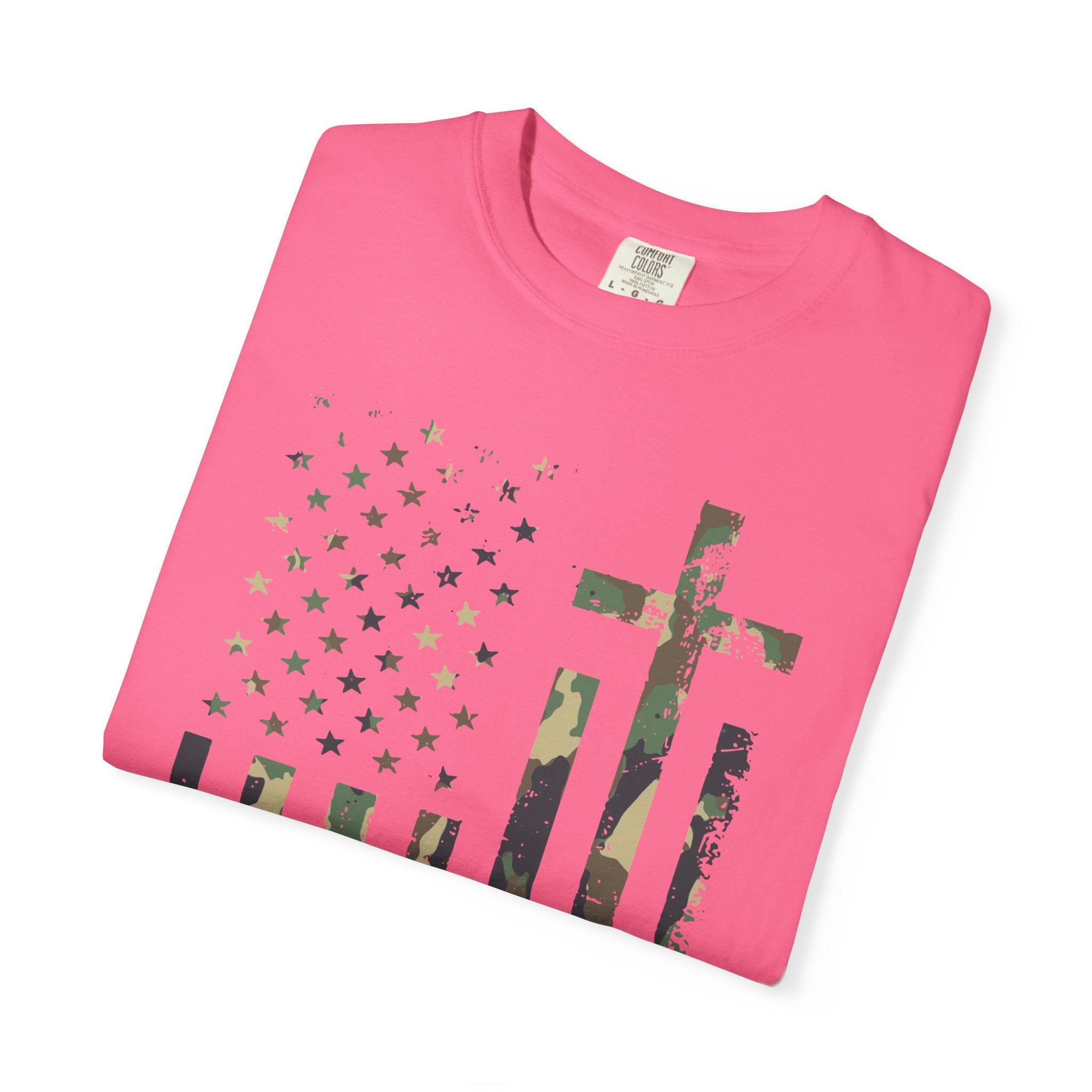 American Flag Cross Camouflage Christian Tee