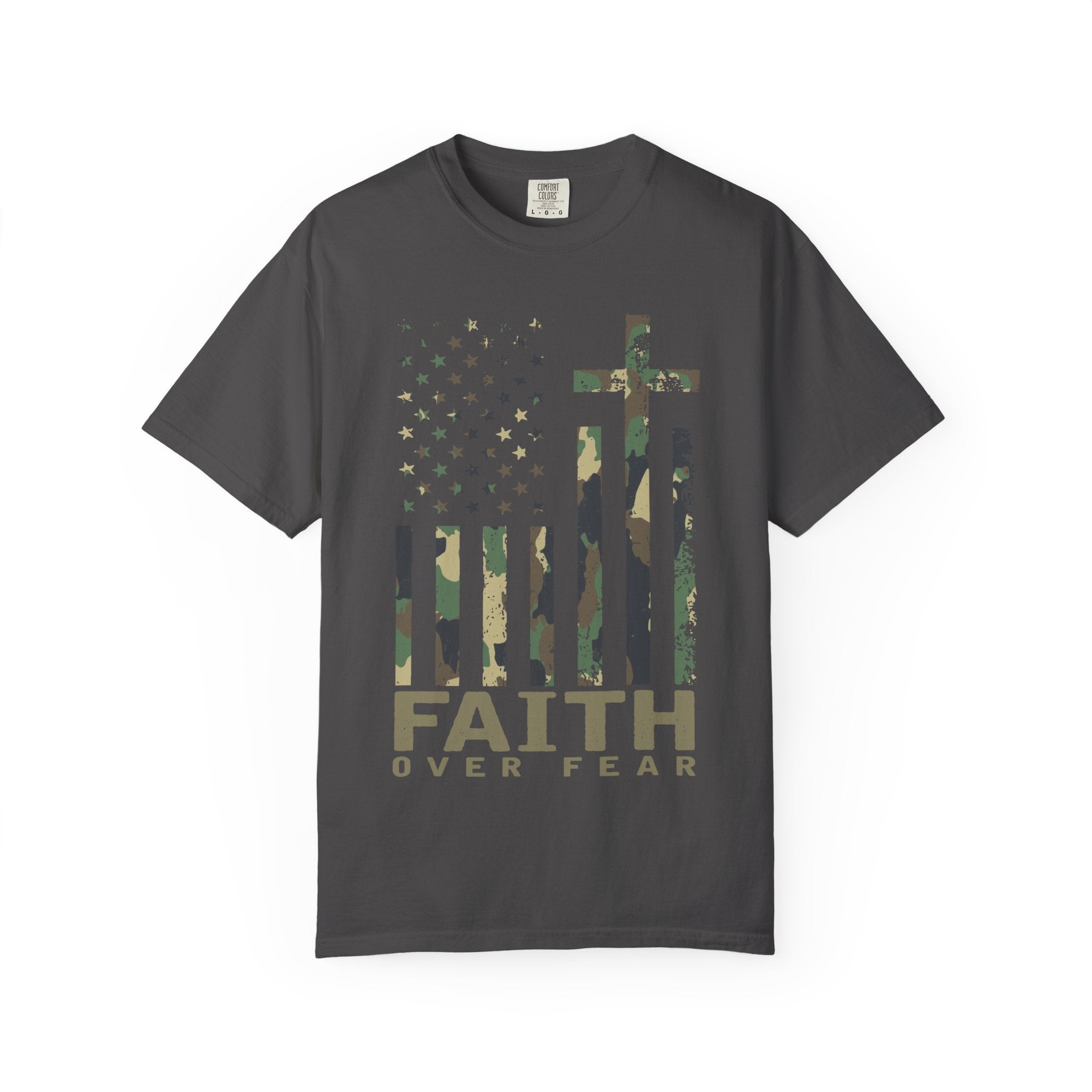 American Flag Cross Camouflage Christian Tee