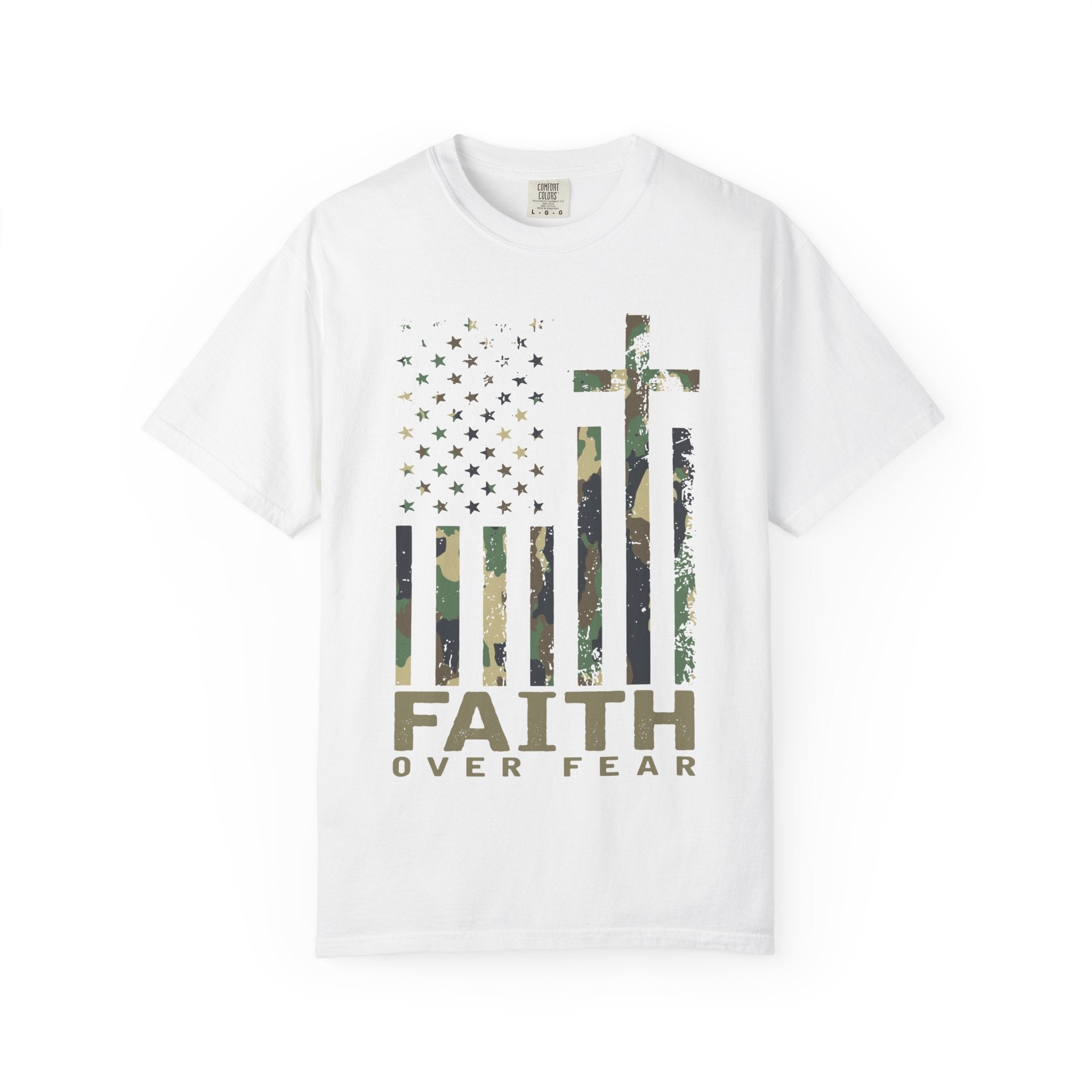 American Flag Cross Camouflage Christian Tee