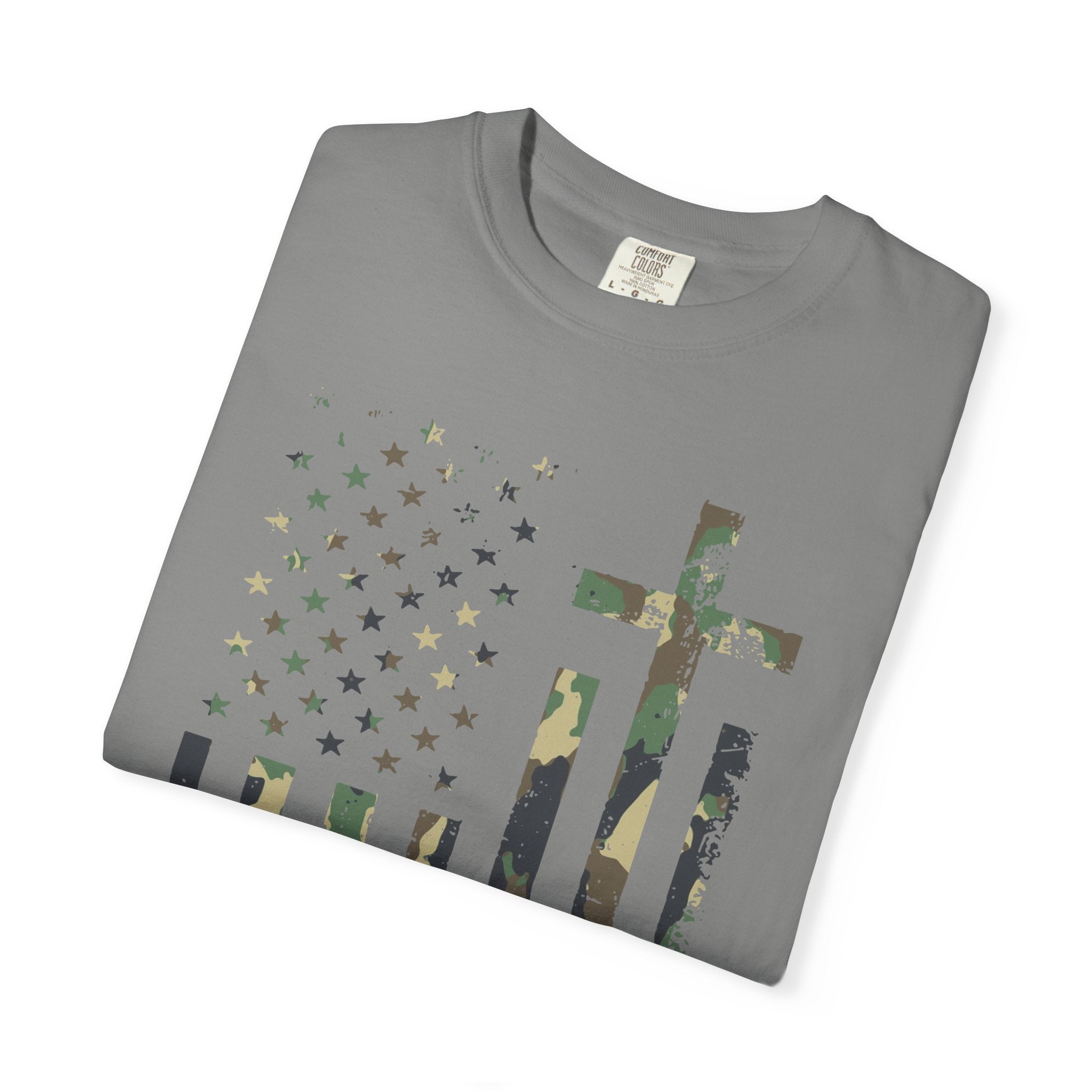 American Flag Cross Camouflage Christian Tee