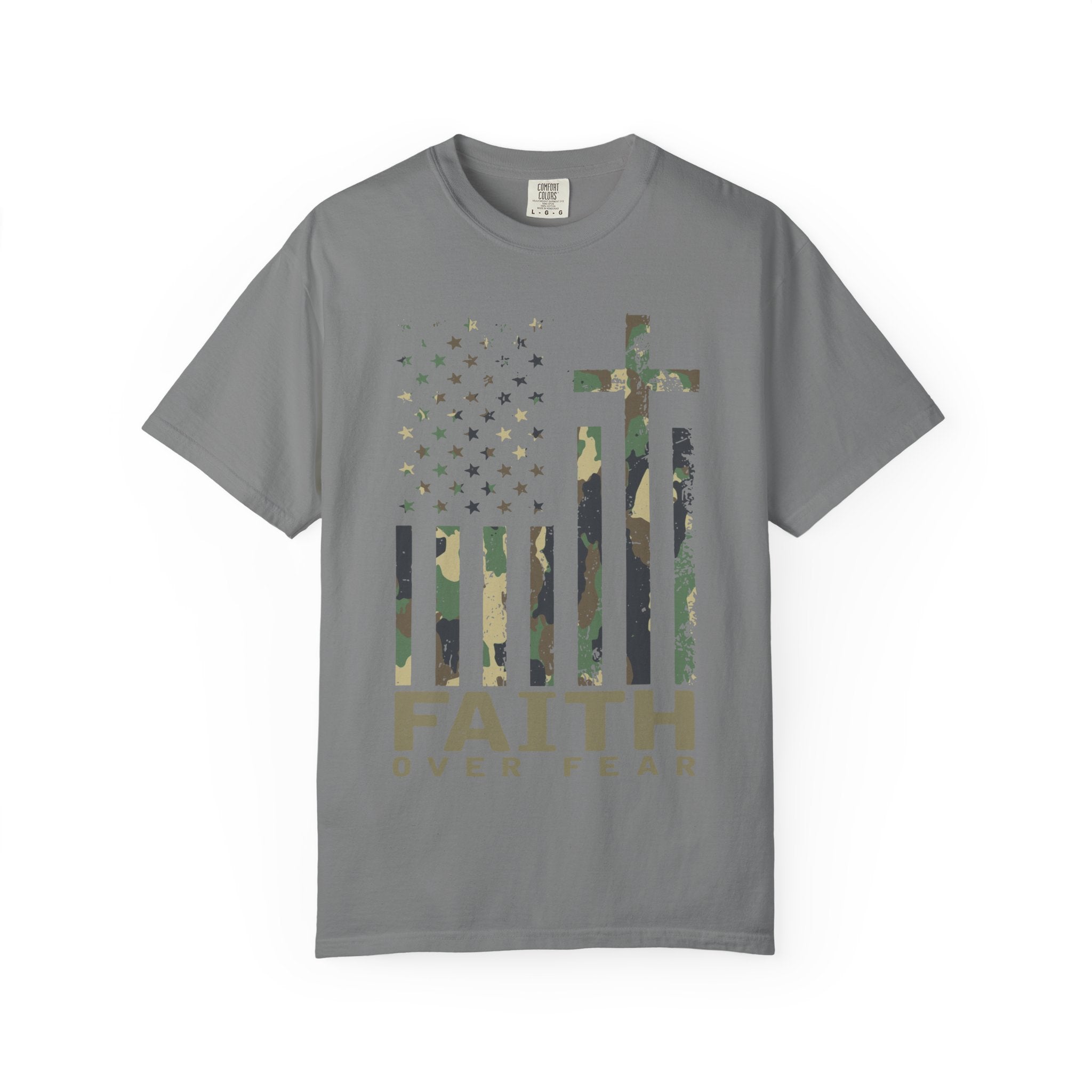 American Flag Cross Camouflage Christian Tee