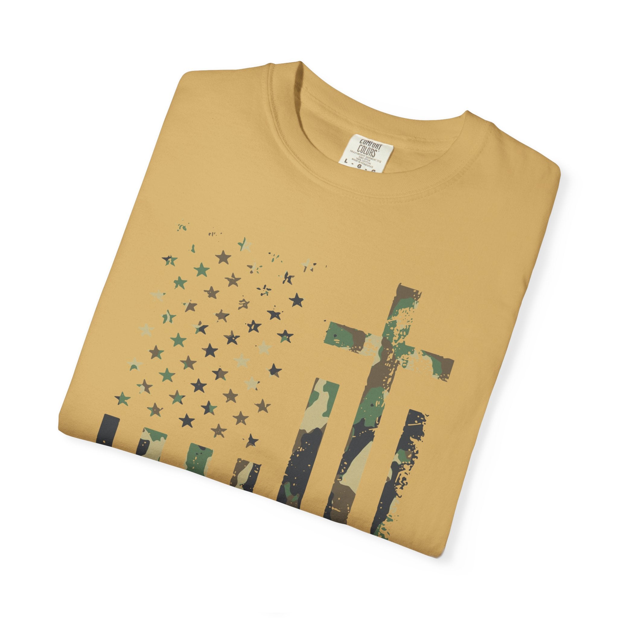 American Flag Cross Camouflage Christian Tee
