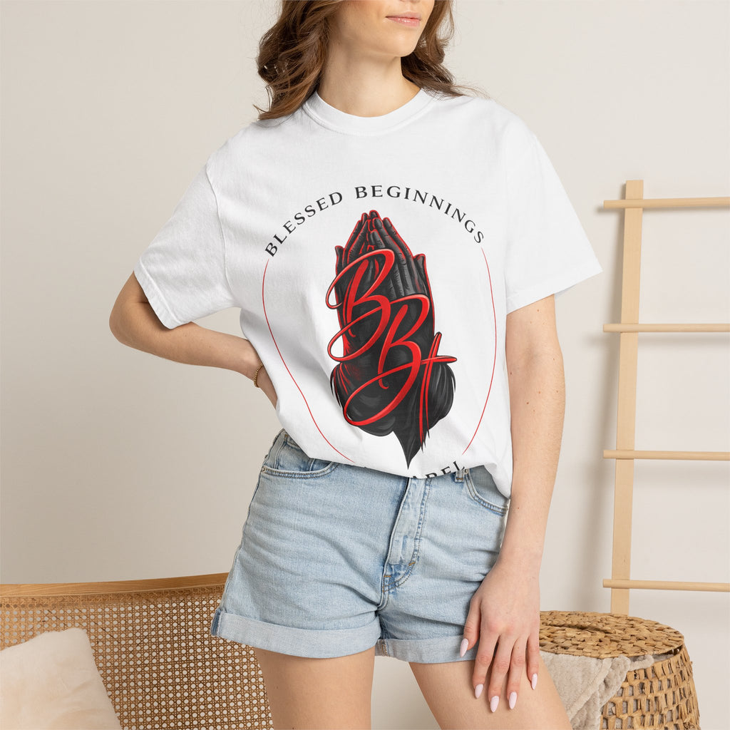 Blessed Beginnings Tee — Praying Hands Logo T-Shirt